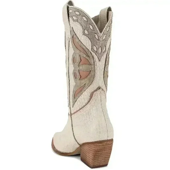 Steve Madden x REVOLVE Wynter Western Boots Bone Multi NWOB - Picture 4 of 12